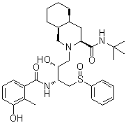 structure of CAS# 1041389-28-9, (3S,4aS,8aS)-N-(叔丁基)十氢-2-[(2R,3R)-2-羟基-3-[(3-羟基-2-甲基苯甲酰)氨基]-4-(苯基亚磺酰基)丁基]-3-异喹啉甲酰胺