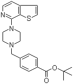 structure of CAS# 1044764-15-9, 4-[(4-Thieno[2,3-c]pyridin-7-yl-1-piperazinyl)methyl]benzoic acid tert-butyl ester