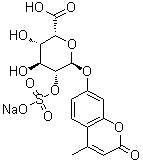 structure of CAS# 1045020-74-3, 4-甲基伞形酮 alpha-L-吡喃艾杜糖苷酸 2-硫酸酯钠盐