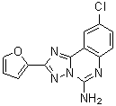 structure of CAS# 104615-18-1, 9-Chloro-2-(2-furanyl)[1,2,4]triazolo[1,5-c]quinazolin-5-amine