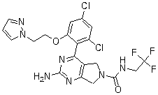 CAS # 1046859-34-0, PF 4942847, 2-Amino-4-[2,4-dichloro-6-[2-(1H-pyrazol-1-yl)ethoxy]phenyl]-5,7-dihydro-N-(2,2,2-trifluoroethyl)-6H-pyrrolo[3,4-d]pyrimidine-6-carboxamide