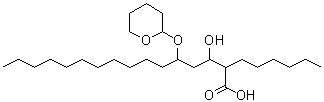 CAS # 104801-93-6, 2-Hexyl-3-hydroxy-5-[(tetrahydro-2H-pyran-2-yl)oxy]hexadecanoic acid