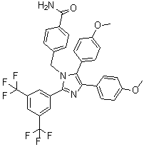 structure of CAS# 1054543-47-3, 4-[[2-[3,5-二(三氟甲基)苯基]-4,5-二(4-甲氧基苯基)-1H-咪唑-1-基]甲基]苯甲酰胺