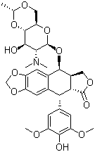 CAS # 105655-99-0, NK-611, (5R-(5alpha,5abeta,8aalpha,9beta))-9-((2-Deoxy-2-(dimethylamino)-4,6-O-ethylidene-beta-D-glucopyranosyl)oxy)-5,8,8a,9-tetrahydro-5-(4-hydroxy-3,5-dimethoxyphenyl)furo[3',4':6,7]naphtho[2,3-d]-1,3-dioxol-6(5aH)-one