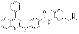 structure of CAS# 1059734-66-5, N-[2-甲基-5-[(甲基氨基)甲基]苯基]-4-[(4-苯基喹唑啉-2-基)氨基]苯甲酰胺