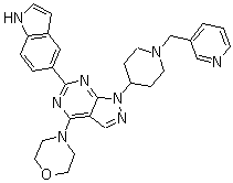 CAS # 1062159-35-6, WAY 600, 6-(1H-Indol-5-yl)-4-(4-morpholinyl)-1-[1-(3-pyridinylmethyl)-4-piperidinyl]-1H-pyrazolo[3,4-d]pyrimidine