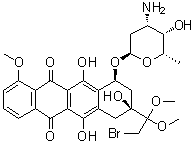 CAS 登录号：106401-68-7, (8S,10S)-10-[(3-氨基-2,3,6-三脱氧-alpha-L-吡喃来苏己糖基)氧基]-8-(2-溴-1,1-二甲氧基乙基)-7,8,9,10-四氢-6,8,11-三羟基-1-甲氧基-5,12-并四苯醌