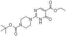 structure of CAS# 1065074-31-8, 2-[4-[叔丁氧羰基]-1-哌嗪基]-1,6-二氢-6-氧代-5-嘧啶羧酸乙酯