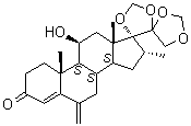 CAS # 106712-27-0, 11beta-Hydroxy-16alpha-methyl-6-methylene-17,20:20,21-bis(methylenedioxy)-pregn-4-en-3-one
