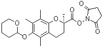 structure of CAS# 1069137-73-0, (2R)-3,4-二氢-2,5,7,8-四甲基-6-[(四氢-2H-吡喃-2-基)氧基]-2H-1-苯并吡喃-2-羧酸 2,5-二氧代-1-吡咯烷基酯