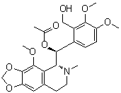 CAS # 106982-93-8, Papaveroxinoline, (alpha1S)-3,4-Dimethoxy-alpha1-[(5R)-5,6,7,8-tetrahydro-4-methoxy-6-methyl-1,3-dioxolo[4,5-g]isoquinolin-5-yl]-1,2-benzenedimethanol alpha1-acetate
