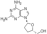 structure of CAS# 107550-73-2, 2,6-Diamino-2',3'-dideoxypurine-9-ribofuranoside
