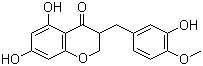CAS 登录号：107585-75-1, 3'-Hydroxy-3,9-dihydroeucomin, 2,3-二氢-5,7-二羟基-3-[(3-羟基-4-甲氧基苯基)甲基]-4H-1-苯并吡喃-4-酮