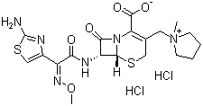 CAS # 107648-80-6, Cefeprime dihydrochloride, (6R,7R)-7-[[(2E)-2-(2-Amino-1,3-thiazol-4-yl)-2-methoxyiminoacetyl]amino]-3-[(1-methylpyrrolidin-1-ium-1-yl)methyl]-8-oxo-5-thia-1-azabicyclo[4.2.0]oct-2-ene-2-carboxylic acid chloride hydrochloride