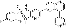 CAS # 1086062-66-9, GSK 2126458, 2,4-Difluoro-N-[2-methoxy-5-[4-(4-pyridazinyl)-6-quinolinyl]-3-pyridinyl]benzenesulfonamide