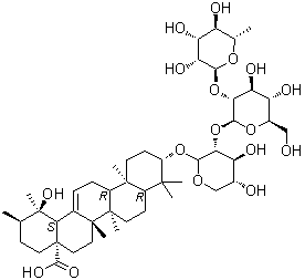 CAS # 108906-69-0, Ilexsaponin B2, (3beta,20beta)-3-[(O-6-Deoxy-alpha-L-mannopyranosyl-(1→2)-O-beta-D-glucopyranosyl-(1→2)-beta-D-xylopyranosyl)oxy]-19-hydroxy-urs-12-en-28-oic acid