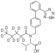 structure of CAS# 1089736-73-1, N-(1-氧代戊基-2,2,3,3,4,4,5,5,5-d<sub>9</sub>)-N-[[2'-(2H-四唑-5-基)[1,1'-联苯]-4-基]甲基]-L-缬氨酸