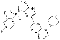 CAS # 1093818-24-6, 2,4-Difluoro-N-[2-methoxy-5-[4-(4-morpholinyl)-6-quinazolinyl]-3-pyridinyl]benzenesulfonamide