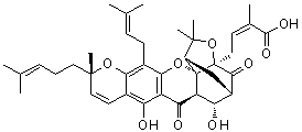CAS # 1097882-33-1, (2Z)-4-[(1R,3aS,5S,6S,6aR,11S,14aS)-3a,4,5,6,6a,7-Hexahydro-6,8-dihydroxy-3,3,11-trimethyl-13-(3-methyl-2-buten-1-yl)-11-(4-methyl-3-penten-1-yl)-7,15-dioxo-1,5-methano-1H,3H,11H-furo[3,4-g]pyrano[3,2-b]xanthen-1-yl]-2-methyl-2-butenoic acid