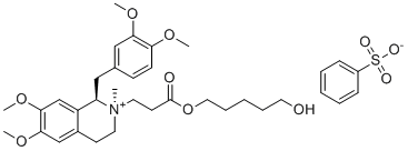CAS # 1100676-16-1, Atracurium impurity 6, benzenesulfonate,5-hydroxypentyl 3-[(1R,2R)-1-[(3,4-dimethoxyphenyl)methyl]-6,7-dimethoxy-2-methyl-3,4-dihydro-1H-isoquinolin-2-ium-2-yl]propanoate