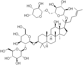 CAS # 11021-13-9 (75139-47-8), Ginsenoside Rb2, 20-((6-O-alpha-L-Arabinopyranosyl-beta-D-glucopyranosyl)oxy)-12beta-hydroxydammar-24-en-3beta-yl 2-O-beta-D-glucopyranosyl-beta-D-glucopyranoside