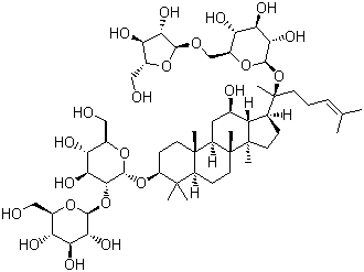 CAS # 11021-14-0, Ginsenoside Rc, 20-[(6-O-alpha-L-Arabinofuranosyl-beta-D-glucopyranosyl)oxy]-12b-hydroxydammar-24-en-3b-yl 2-O-beta-D-glucopyranosyl-beta-D-glucopyranoside