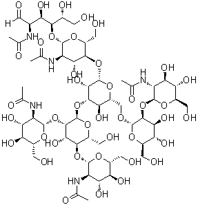 CAS # 110387-63-8, O-2-(Acetylamino)-2-deoxy-beta-D-glucopyranosyl-(1→2)-O-alpha-D-mannopyranosyl-(1→6)-O-[O-2-(acetylamino)-2-deoxy-beta-D-glucopyranosyl-(1→2)-O-[2-(acetylamino)-2-deoxy-beta-D-glucopyranosyl-(1→4)]-alpha-D-mannopyranosyl-(1→3)]-O-beta-D-mannopyranosyl-(1→4)-O-2-(acetylamino)-2-deoxy-beta-D-glucopyranosyl-(1→4)-2-(acetylamino)-2-deoxy-D-glucose