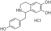 CAS # 11041-94-4, Demethylcoclaurine hydrochloride, 1,2,3,4-Tetrahydro-1-((4-hydroxyphenyl)methyl)-6,7-isoquinolinediol hydrochloride, Higenamine hydrochloride