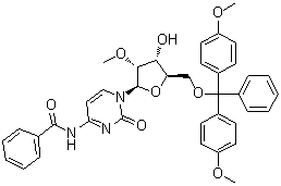 structure of CAS# 110764-74-4, N-苯甲酰基-5'-O-[二(4-甲氧基苯基)苯基甲基]-2'-O-甲基胞苷
