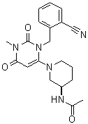 CAS # 1108731-49-2, N-[(3R)-1-[3-[(2-Cyanophenyl)methyl]-1,2,3,6-tetrahydro-1-methyl-2,6-dioxo-4-pyrimidinyl]-3-piperidinyl]acetamide