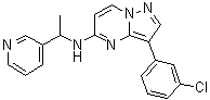CAS 登录号：1111106-62-7, 3-(3-氯苯基)-N-[1-(3-吡啶基)乙基]-吡唑并[1,5-a]嘧啶-5-胺