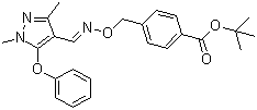 CAS # 111812-58-9, Fenpyroximate, 4-[[[[(1,3-Dimethyl-5-phenoxy-1H-pyrazol-4-yl)methylene]amino]oxy]methyl]-benzoic acid 1,1-dimethylethyl ester