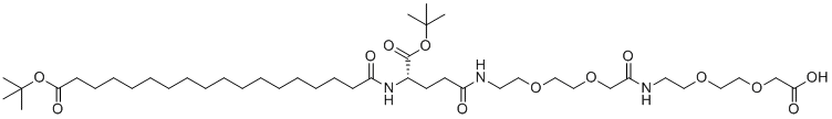 structure of CAS# 1118767-16-0, (S)-22-(叔-丁氧羰基)-43,43-二甲基-10,19,24,41-四氧代-3,6,12,15,42-五氧杂-9,18,23-三氮杂四十四酸
