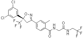 CAS # 1122022-02-9, (S)-4-[5-(3,5-Dichlorophenyl)-5-(trifluoromethyl)-4,5-dihydroisoxazol-3-yl]-2-methyl-N-[2-oxo-2-[(2,2,2-trifluoroethyl)amino]ethyl]benzamide, (S)-A 1443, A 664
