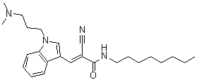 CAS 登录号：1128165-88-7, 2-氰基-3-[1-[3-(二甲基氨基)丙基]-1H-吲哚-3-基]-N-辛基-2-丙烯酰胺