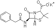 CAS # 113-98-4, Potassium benzylpenicillin, potassium [2S-(2alpha,5alpha,6beta)]-3,3-dimethyl-7-oxo-6-(phenylacetamido)-4-thia-1-azabicyclo[3.2.0]heptane-2-carboxylate