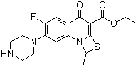 CAS # 113028-17-4, Ethyl 6-fluoro-1-methyl-4-oxo-7-(1-piprazinyl)-4H-[1,3]thiazeto[3,2-a]quinoline-3-carboxylate