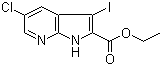 structure of CAS# 1132610-98-0, 5-氯-3-碘-1H-吡咯并[2,3-b]吡啶-2-羧酸乙酯
