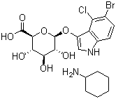 structure of CAS# 114162-64-0, 5-Bromo-4-chloro-3-indolyl-beta-D-glucuronide cyclohexylammonium salt