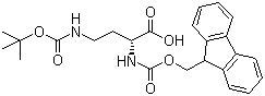 structure of CAS# 114360-56-4, N-alpha-Fmoc-N-gamma-Boc-D-diaminobutyric acid