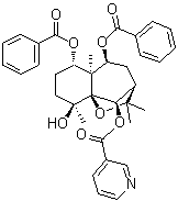 CAS # 114542-54-0, Regelidine, (+)-Regelidine, TWHR 3, 3-Pyridinecarboxylic acid (3R,5S,5aS,6S,9S,9aS,10R)-5,6-bis(benzoyloxy)octahydro-9-hydroxy-2,2,5a,9-tetramethyl-2H-3,9a-methano-1-benzoxepin-10-yl ester