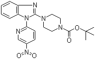 CAS 登录号：1146080-59-2, 4-[1-(5-硝基-2-吡啶基)-1H-苯并咪唑-2-基]-1-哌嗪甲酸叔丁酯