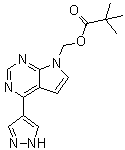 structure of CAS# 1146629-77-7, [4-(1H-吡唑-4-基)-7H-吡咯并[2,3-d]嘧啶-7-基]甲基特戊酸酯