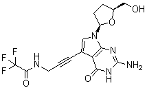 CAS # 114748-68-4, N-[3-[2-Amino-4,7-dihydro-4-oxo-7-[(2R,5S)-tetrahydro-5-(hydroxymethyl)-2-furanyl]-3H-pyrrolo[2,3-d]pyrimidin-5-yl]-2-propyn-1-yl]-2,2,2-trifluoroacetamide