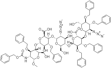 CAS # 114903-05-8, Pentasaccharide N-3 Intermediate, Methyl O-2-azido-2-deoxy-3,4-bis-O-(phenylmethyl)-alpha-D-glucopyranosyl-(1→4)-O-2,3-bis-O-(phenylmethyl)-beta-D-glucopyranuronosyl-(1→4)-O-2-azido-2-deoxy-alpha-D-glucopyranosyl-(1→4)-O-3-O-(phenylmethyl)-alpha-L-idopyranuronosyl-(1→4)-2-deoxy-2-[[(phenylmethoxy)carbonyl]amino]-3-O-(phenylmethyl)-alpha-D-glucopyranoside