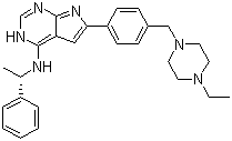 CAS # 1155336-34-7, 6-[4-[(4-Ethyl-1-piperazinyl)methyl]phenyl]-N-[(1S)-1-phenylethyl]-7H-pyrrolo[2,3-d]pyrimidin-4-amine