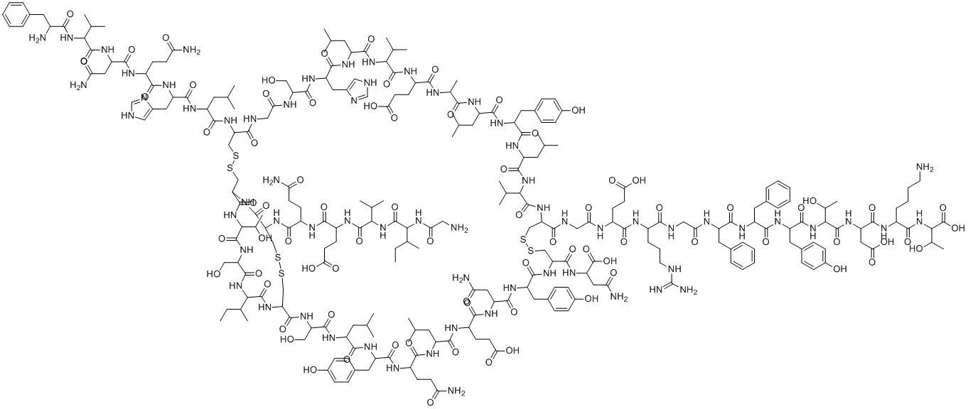 CAS # 116094-23-6, Insulin aspart, 4-[[2-[[88-[[5-amino-2-[[2-[[2-[[2-[(2-aminoacetyl)amino]-3-methylpentanoyl]amino]-3-methylbutanoyl]amino]-4-carboxybutanoyl]amino]-5-oxopentanoyl]amino]-6-[[2-[[2-[[5-amino-2-[[4-amino-2-[[2-[(2-amino-3-phenylpropanoyl)amino]-3-methylbutanoyl]amino]-4-oxobutanoyl]amino]-5-oxopentanoyl]amino]-3-(1H-imidazol-4-yl)propanoyl]amino]-4-methylpentanoyl]amino]-47-[(3-amino-1-carboxy-3-oxopropyl)carbamoyl]-53-(2-amino-2-oxoethyl)-62-(3-amino-3-oxopropyl)-77-butan-2-yl-24,56-bis(2-carboxyethyl)-83-(1-hydroxyethyl)-12,71,80-tris(hydroxymethyl)-33,50,65-tris[(4-hydroxyphenyl)methyl]-15-(1H-imidazol-4-ylmethyl)-27-methyl-18,30,36,59,68-pentakis(2-methylpropyl)-7,10,13,16,19,22,25,28,31,34,37,40,49,52,55,58,61,64,67,70,73,76,79,82,85,87-hexacosaoxo-21,39-di(propan-2-yl)-3,4,44,45,90,91-hexathia-8,11,14,17,20,23,26,29,32,35,38,41,48,51,54,57,60,63,66,69,72,75,78,81,84,86-hexacosazabicyclo[72.11.7]dononacontane-42-carbonyl]amino]acetyl]amino]-5-[[1-[[2-[[1-[[1-[[1-[[1-[[1-[[6-amino-1-[(1-carboxy-2-hydroxypropyl)amino]-1-oxohexan-2-yl]amino]-3-carboxy-1-oxopropan-2-yl]amino]-3-hydroxy-1-oxobutan-2-yl]amino]-3-(4-hydroxyphenyl)-1-oxopropan-2-yl]amino]-1-oxo-3-phenylpropan-2-yl]amino]-1-oxo-3-phenylpropan-2-yl]amino]-2-oxoethyl]amino]-5-carbamimidamido-1-oxopentan-2-yl]amino]-5-oxopentanoic acid
