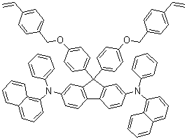 CAS 登录号：1173170-48-3, 9,9-二[4-[(4-乙烯基苯基)甲氧基]苯基]-N2,N7-二-1-萘基-N2,N7-二苯基-9H-芴-2,7-二胺