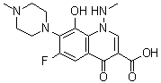 CAS # 117380-92-4, 6-Fluoro-1,4-dihydro-8-hydroxy-1-(methylamino)-7-(4-methyl-1-piperazinyl)-4-oxo-3-quinolinecarboxylic acid