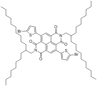 CAS # 1178586-27-0, 4,9-Bis(5-bromo-2-thienyl)-2,7-bis(2-octyldodecyl)-benzo[lmn][3,8]phenanthroline-1,3,6,8(2H,7H)-tetrone, 2,9-bis(5-bromothiophen-2-yl)-6,13-bis(2-octyldodecyl)-6,13-diazatetracyclo[6.6.2.04,16.011,15]hexadeca-1(15),2,4(16),8,10-pentaene-5,7,12,14-tetrone